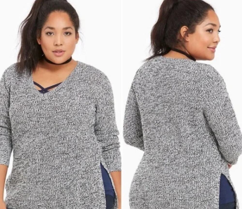 Torrid Marrled Knit V-neck Sweater